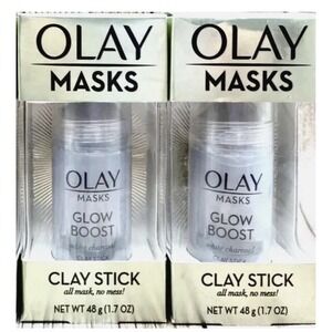 2 Pack- OLAY Masks Clay Stick, Glow Boost, White Charcoal 1.7 OZ